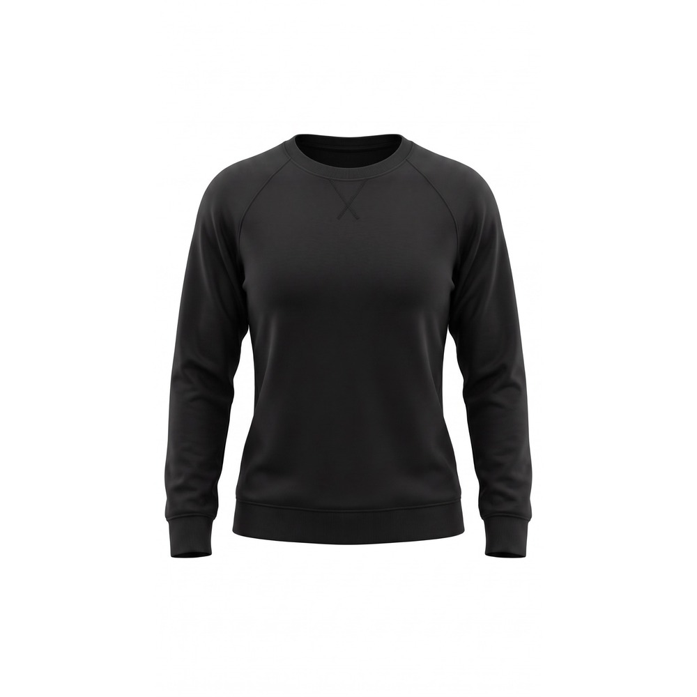 Fresh Clean Tees Black Crew Neck Sweatshirt Raglan Sleeve Cotton Blend Large